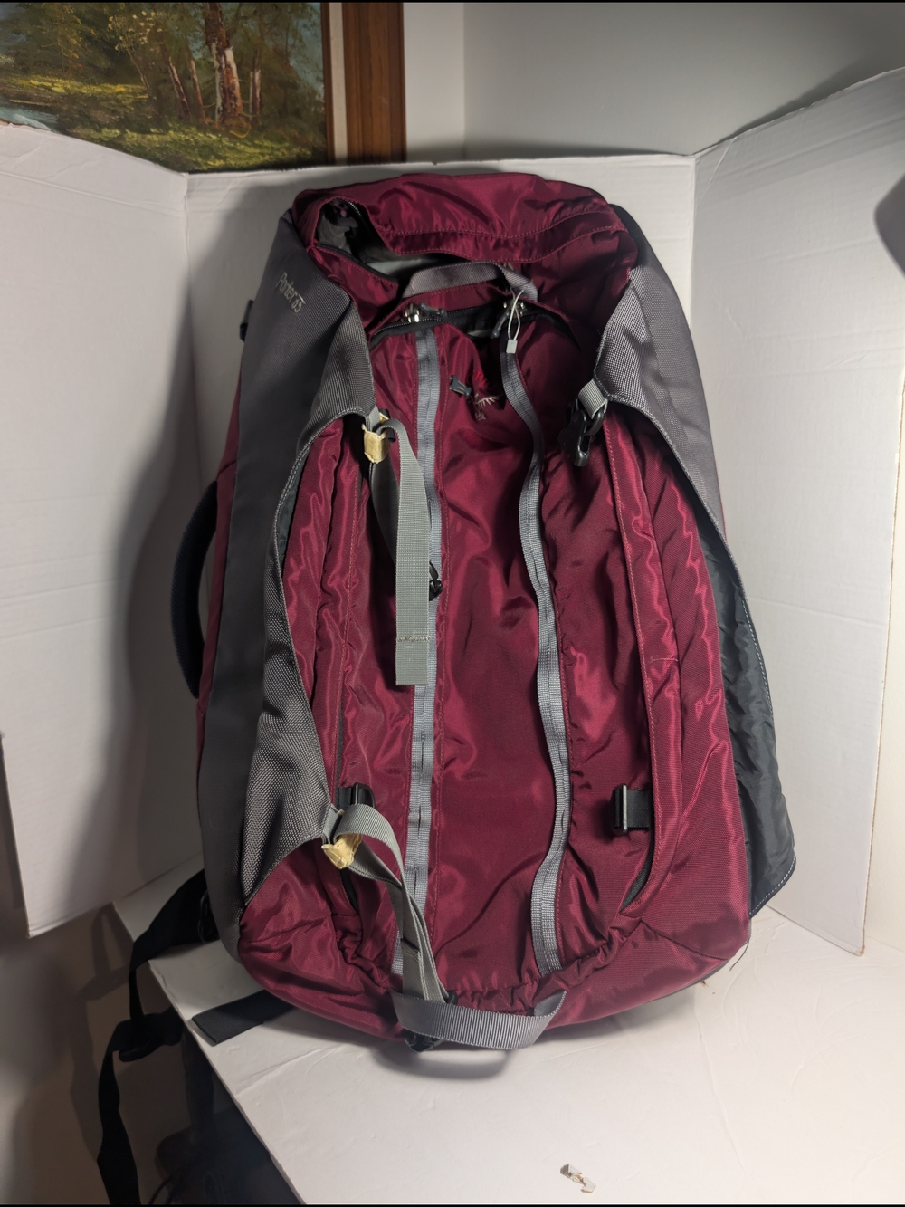 Osprey Travel Backpack - Maroon and Gray - Porter 65